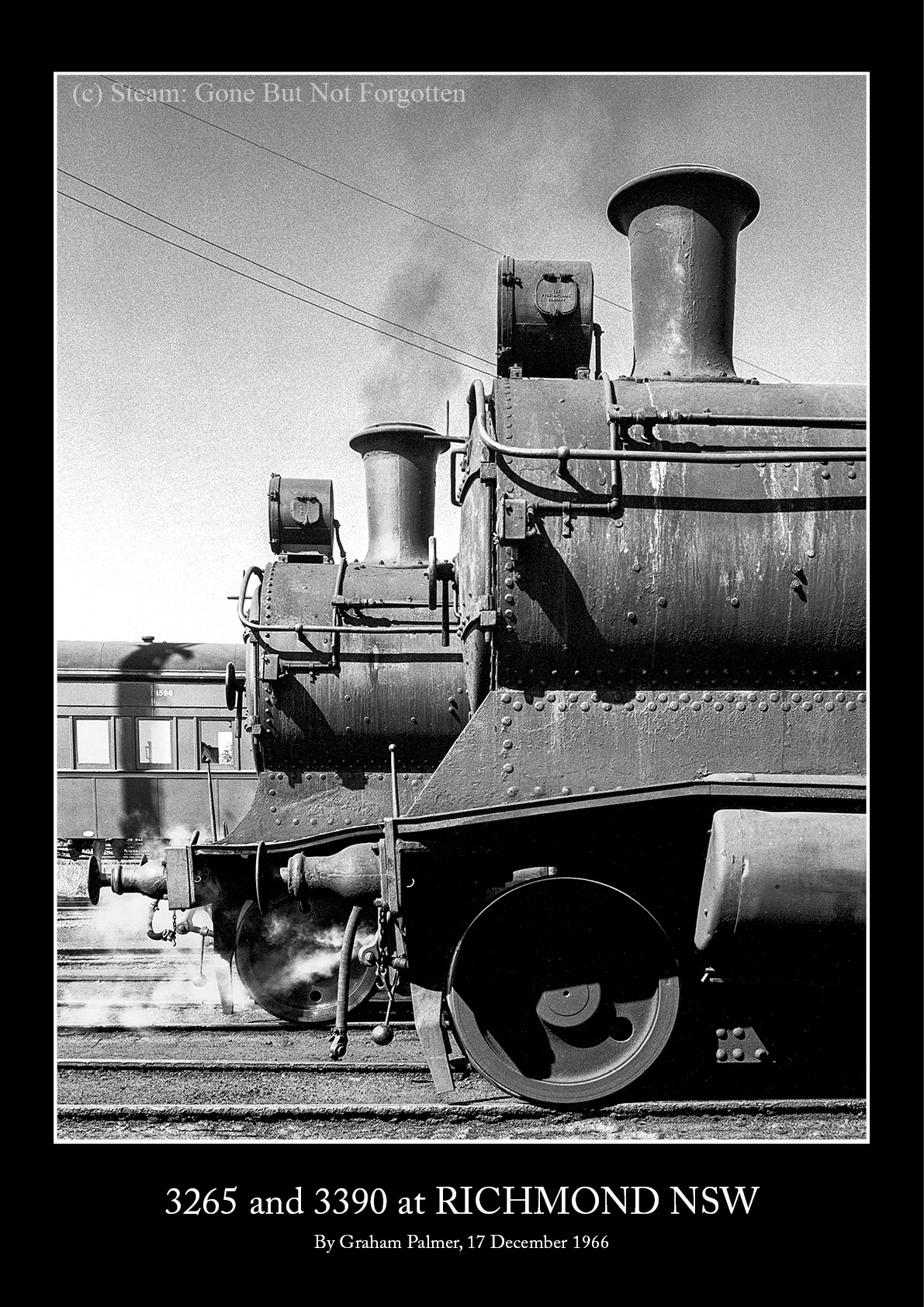 3265 and 3390 at Richmond, NSW, 17 December 1966 — black border.
