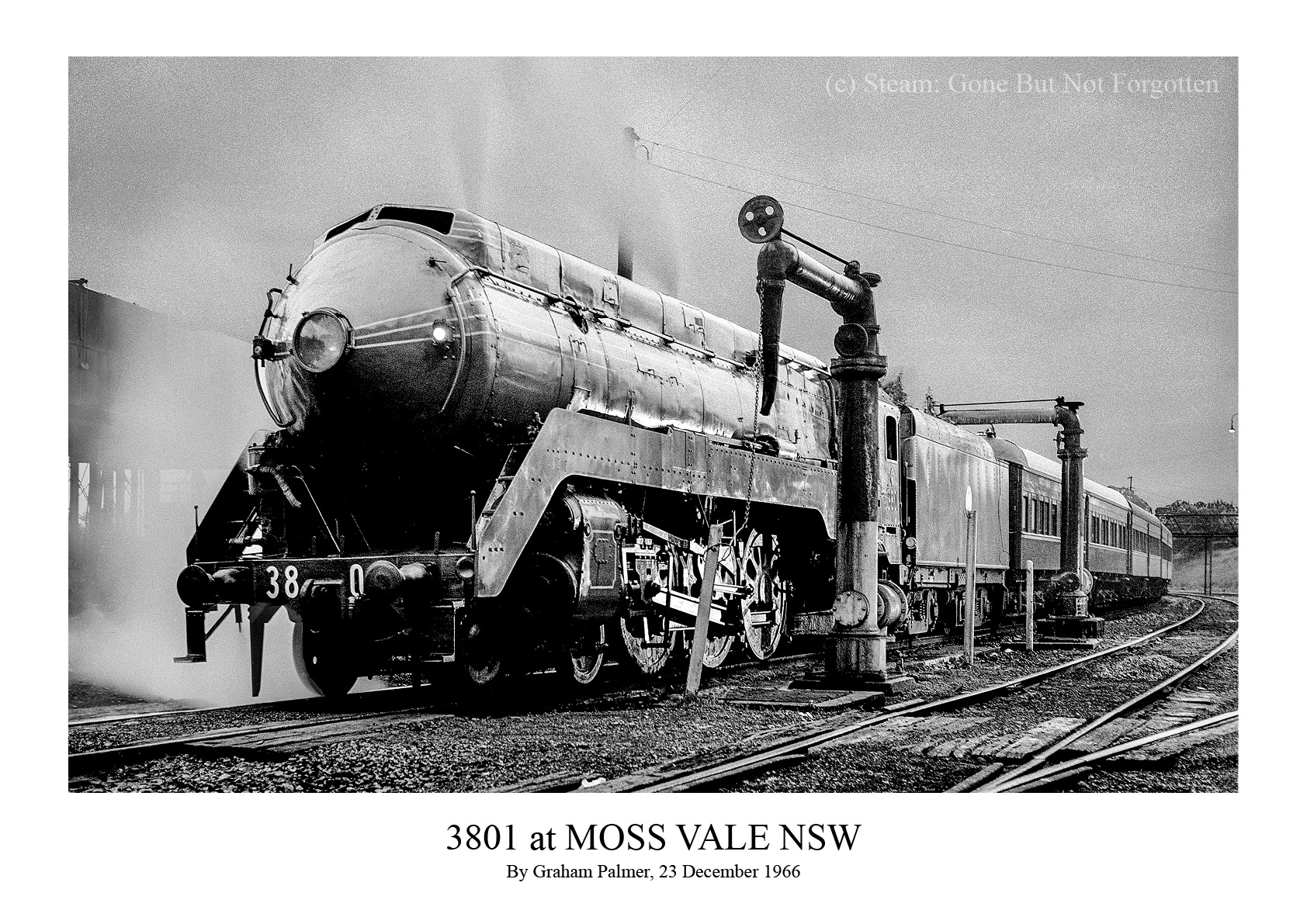 3801 at Moss Vale, NSW, 23 December 1966 — white border.